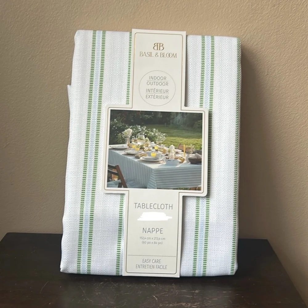 New Striped Tablecloth Green White St Patrick’s Day Irish 60”x84”